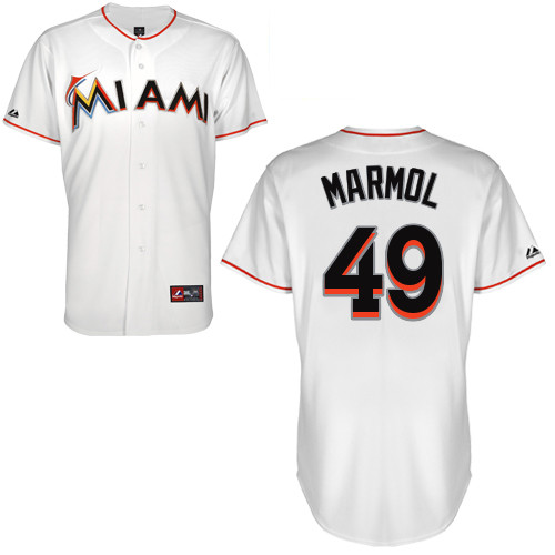 Carlos Marmol #49 Youth Baseball Jersey-Miami Marlins Authentic Home White Cool Base MLB Jersey